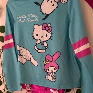 Cute Blue Pajama Set with Pink Accents